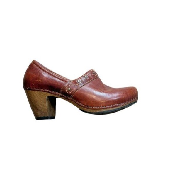 Dansko Riki Clogs Womens  Size EU 39 US 8.5/9 Brown Leather Heel Shoes Clogs - Picture 1 of 11